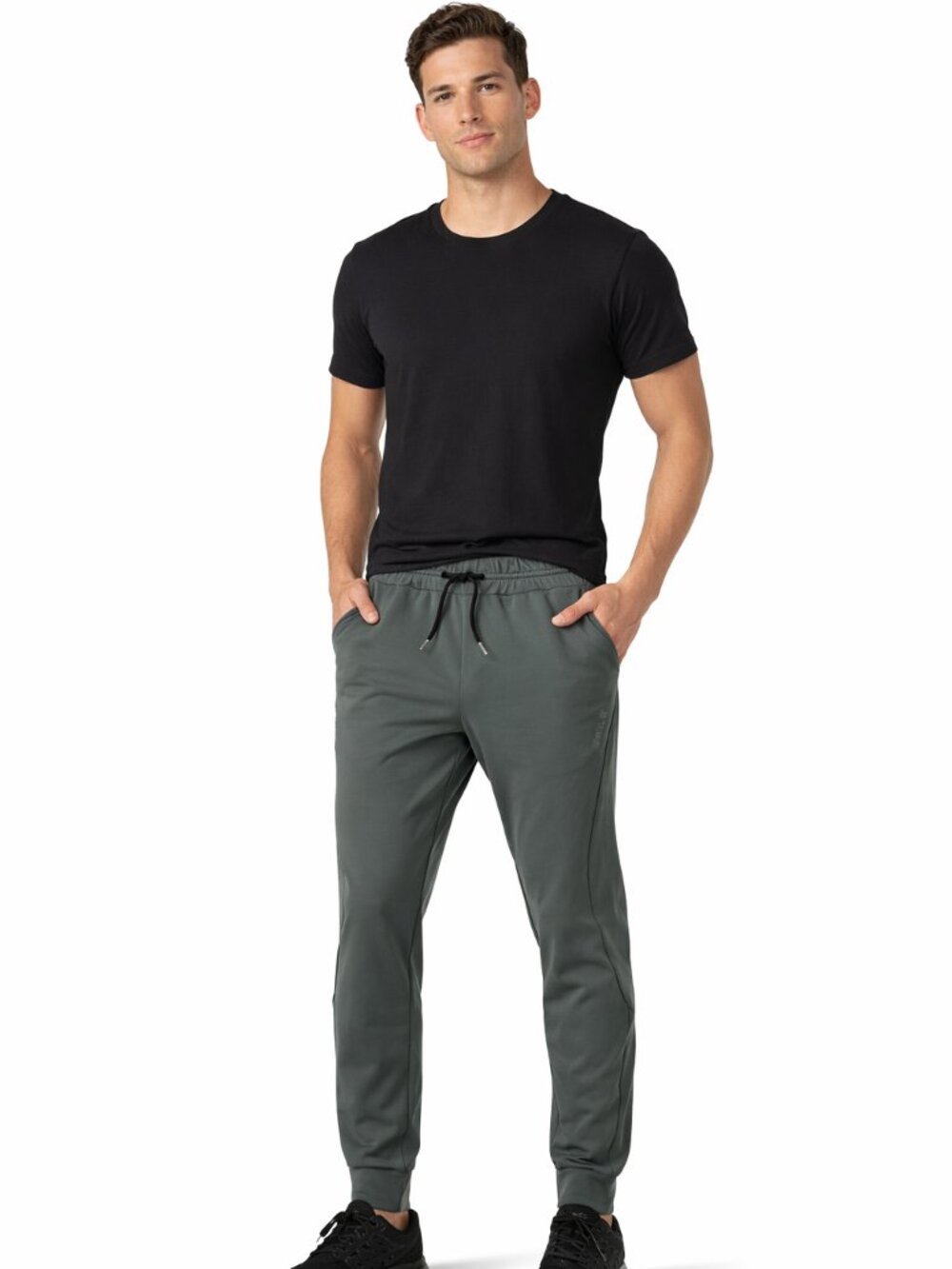 BYLT Mens Premium Active Jogger‎ Athletic Pants Sz L Gray Tapered Zip Pocket EUC
